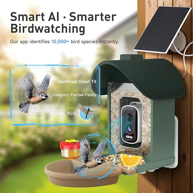 ChirpingPal™ Bird Feeder with Camera (Sage Green)