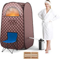 COSTWAY Portable Steam Sauna, Full-Body Personal Sauna Tent w/ 3L Steam Generator, Foldable Chair, Foot Massager, Timer, Remote Control, Indoor Pop-up Sauna Tent for Home Spa Relaxation (Coffee)