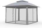 11x11 Pop Up Instant Gazebo Tent for Backyard, With Portable Carrying Bag, Outdoor Canopy Gazebos Waterproof With Mosquito Netting