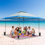 EAGLE PEAK 13x13 Straight Leg Pop Up Canopy Tent Instant Outdoor Canopy Easy Single Person Set up Folding Shelter w/Auto Extending Eaves 169 Square Feet of Shade (Light Blue)