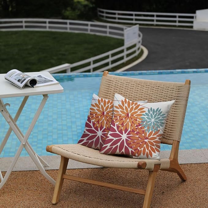 DFXSZ Outdoor Throw Pillow Covers 20x20 Inch Set of 2 Waterproof Spring Summer Geometric Elegant Burnt Orange Outdoor Pillow Covers for Patio Funiture Garden Couch 168D20