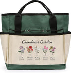 Personalized Garden Tools Set for Women: Custom Text Garden Tool Bag and Garden Shovel & Transplant Shovel & Hand Rake - Gardening Gifts for Mom Grandma Gardening Lover (5 Flowers)