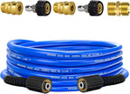 Pressure Power Washer Hose 25 FT x 1/4", Super Flexible Kink Resistant Car Washer Replacement with M22 Fittings & 3/8" Quick Connect Adapters, 4200PSI