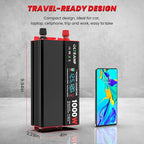 1000 Watt Power Inverter 12V DC to 110V/120V AC Car Inverter with LCD Screen Display, 2 AC Outlets, 36W Type-C Port, 5V/3A USB Port, Car Power Converter for Truck, Home, Vehicles, Laptop, Trip