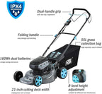 RB 80V 4-in-1 Cordless Lawn Mower 18” Brushless Motor with 2 x 4.0Ah Batteries & Fast Charger - 7 Cutting Height Adjustment Low-Noise Push Mower for Effortless Lawn Care