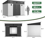 Chery INDUSTRIAL7 x 10FT Outdoor Storage, Affordable Metal Tool Shed with Lockable Sliding Shed Door and Vents,Waterproof Galvanized Steel Sheds & Outdoor Storage for Backyard, Garden (Grey)