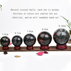 JIC Gem Natural African Bloodstone Healing Crystal Sphere Divination Gemstone Ball,Feng Shui Reiki Aura Home Desk Decor (80-90mm)