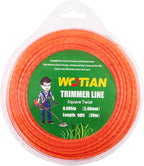WOTIAN Weed Eater String 0.095-Inches Square Twisted Trimmer Line .095" 98ft Square Twist Weed Wacker String of Premium Nylon Compatible with Stihl Echo Grass Cordless Electric Trimmer,Orange