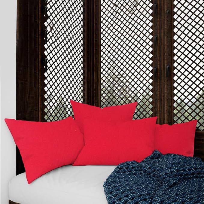 Covers & All Premium Rectangle ThrowPillow Inserts with Covers Set of 4, 20 x 26 Inches Red, Decorative Cushions for Couch Sofa Home Decor Office Travel UV Resistant Waterproof Soft Cushions Pillows