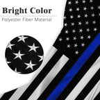 Embroidered Thin Blue Line Police Flag 3x5 Outdoor Lives Matter Law Enforcement Banner Polyester Fiber Back the Blue Flag Bright Color with Durable Canvas Header and 2 Brass Grommets