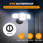 LUTEC 80W Dusk to Dawn Flood Lights Outdoor, 9000LM Super Bright LED Security Light with Photocell, IP65 Waterproof, 5000K Daylight, Hardwired 4 Heads Floodlight for Garage, Yard -2 Pack (Black)