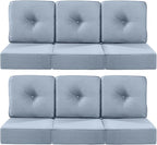 Luxury 22x24/22x25 6-Inch Outdoor Deep Seat Cushions Set of 6 - Comfortable Patio Zipper Chair Cushion for Wicker Wicker Rocking Swivel Chairs Loveseat Couch Sectional Sofa - Baby Blue