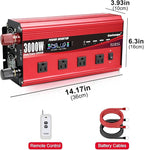 3000W Power Inverter 24V to 110V/120V DC to AC with LCD Display, Remote Controller 4 x AC Outlets and 4 x 3.1A USB Car Adapter for Car Truck Boat RV Solar System