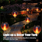 Hot Air Balloon Solar Lantern - Simulated Flickering & Dancing Flame Glass Lantern , Outdoor Hanging Yard Light Waterproof IP65 for Garden Patio Lawn Porch Decor Gift