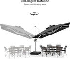 PURPLE LEAF 11 Feet Solar Powered LED Square Cantilever Umbrella With Base Patio Umbrellas Windproof Hanging Umbrella Outdoor Offset Umbrellas, Black