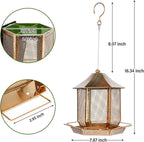Bird Feeders for Outdoors, 3LB Capacity Metal Bird Feeder Wild Birdfeeders Outside Hanging, Vintage Bronze Rust-Resistant Birdfeeder for Garden Yard Balcony Decor, Easy Fill
