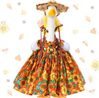 Fall Thanksgiving Goose Outfit Sunflower Porch Goose Costume with Hat Necklace for 23 Autumn Patio Yard Lawn Decor(Sunflower)
