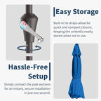 15FT Double Sided Patio Umbrella with Base Included Large Outdoor Market Umbrella with Crank Handle, UV Resistant Canopy, Sturdy Frame for Garden, Poolside, Deck, Royal Blue