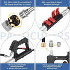 24FT Telescoping Pressure Washer Wand Kit - 2 Extension Poles, Gutter Cleaner, Brush, Pivoting Coupler & 7 Nozzles for Roof, Deck, Vehicle, Sidings