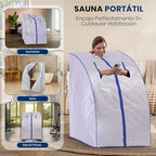 SereneLife Portable Sauna Box for Home, Infrared Sauna Tent with Heated Foot Pad and Folding Chair, Remote Control In-Home Spa, 38" x 32” - (Silver)