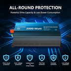 Power Inverter 2000Watt 12V DC to 110V 120V AC Built-in UL Approved Fuses with Remote Control & 2.4A USB Port 3AC Outlets Compatible with Lithium Battery for Off-Grid Solar Home RV Truck by VOLTWORKS