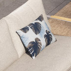 2 Pack Outdoor Throw Pillows 21x15 Inch Water-Resistant Decorative Pillow Cushions with Insert for Patio Garden Porch, Blue Leaves