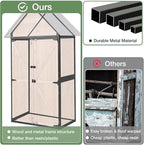 Outdoor Storage Shed with Strongest Metal Frame, Storage Cabinet with Floor, Weatherproof Tool Shed with Adjustable Shelfs, Lockable Metal Garden Shed Steel for Backyard Patio (Light Brown)