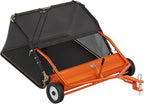 48" Lawn Sweeper Tow Behind, Grass Sweeper Tow Behind with 25.16 cu. ft Large Hopper, Heavy Duty Leaf & Grass Collector, Adjustable Brush Height Lever and Dumping Rope, Lawn and Yard Cleanup Tool