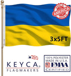 Ukraine Flag 3x5 FT Made in The USA-Heavy Duty Vibrant Colors Double Sided Ukrainian UKR Flag with 2 Brass Grommets for Home/Company/Indoor Outdoor Decoration