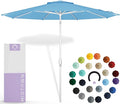 Midtown Umbrellas The Swilt 9 Feet Patio Umbrella in Sunbrella Capri Acrylic Fabric - Fiberglass Ribs, Auto-Tilt Aluminum Frame For Backyard, Deck, Garden, Pool - White Pole