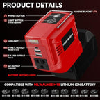 200W Power Inverter for Milwaukee 18V, DC 20V to AC 110V Inverter, Portable Power Station with 2 USB Ports & 1 AC Outlet & 1 Type-C Fast Charging, Battery Adapter with LED, Battery Not Include
