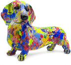 FUNSXBUG Colorful Dachshund Dog Statue Art Figurines Sculpture Collectibles Home Office Desktop Decor Outdoor Garden Display Decoration (Dachshund Dog 6)