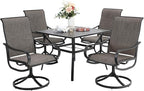 Sophia & William Outdoor Dining Set Patio Dining Set for 4 Outdoor Table and Chairs 5 Pieces with Swivel Patio Chairs 37"x 37" Metal Table for Garden Pool All Weather Brown