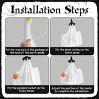 Watayo 2 Pcs/Set Halloween Ghost Porch Goose Outfits, Lawn Goose Statue Ghost Costume, Garden Goose Ghosts Clothes with Pumpkin Bucket for 23" Statue Halloween Fall Outdoor Patio Yard Decoration