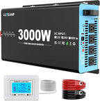New Upgraded 24V 3000 Watts Pure Sine Wave Inverter, 24V DC to 110V/120V AC Power Inverter with 4 AC Outlets, USB Port, Type-C Port for Truck, Vehicle, Power Outage, Remote Control with LCD Screen