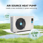 Max105600 BTU Swimming Pool Heat Pump, for Above and In Ground Pools Up to 18000gallons, 26KW Electric Pool Heaters PLC250, Inverter Heating System, High Efficiency,208~230V/60Hz