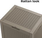 Vixzen 31 Gallon Resin Deck Box - Lockable Outdoor Storage for Patio Cushions, Garden Tools, Pool Supplies，Grey