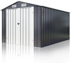 8x12 FT Outdoor Storage Shed, Metal Garden Tool Shed with Updated Frame Structure and Lockable Doors, Ideal for Backyard Garden Patio Lawn, Grey