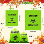 12 Pcs Large Halloween Leaf Bags Biohazard Halloween Decorations Halloween Trash Bags for Leaves Plastic Yard Lawn Waste Bag Scientist Biohazard Bag Outdoor Biohazard Zombie Party Decorations (Green)