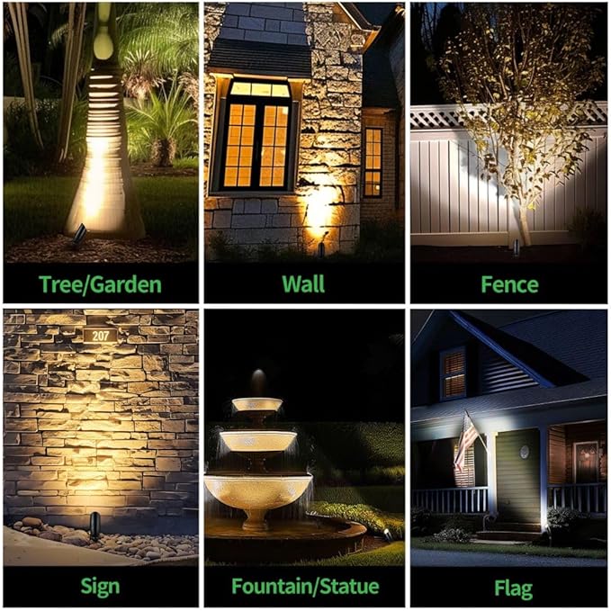 Low Voltage Landscape Spotlights, Black Outdoor LED 12V LED Tree Light, Waterproof Aluminum Fixture for Tree House Garden with 5W MR16 Bulb 2700K 8 Pack