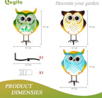 Owl Garden Decor for Outside, Stand & Tree Hugger Outdoor Owls Statues Yard Art Set of 3, Funny Metal & Glass Figurines Gifts for Grandma Mom Women