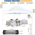 HOTEEL 10x15 Pop up Canopy Tent for Parties, Heavy Duty Easy Setup Tent with 4 Sidewalls, Outdoor Commercial Instant Gazebo for Wedding Event, with Roller Bag & Sand Bags, White(Hexagonal Frame)