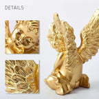YUEOECOR 2PCS Cherubs Angels Resin Garden Statue Figurine, Adorable Angel Sculpture Memorial Statue Indoor Outdoor Home Garden Decoration (B 2PCS Gold)