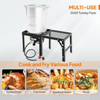 ROVSUN 30QT Turkey Fryer with 54000BTU Propane Gas Stove, Outdoor Aluminum Deep Fryer & Seafood Boiler for Crawfish crab Boiling with Lifting Hook, Turkey Rack, Basket, Marinade Injector, Thermometer
