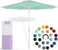 Midtown Umbrellas The Swilt 9 Feet Patio Umbrella in Sunbrella Canvas Glacier Acrylic Fabric - Fiberglass Ribs, Auto-Tilt Aluminum Frame For Backyard, Deck, Garden, Pool - White Pole