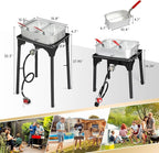 Bonnlo 18 QT Aluminum Fish Fryers Outdoor Cooking Pot, 55,000 BTU Propane Deep Fryer with Heightened Stove 2 Baskets & Thermometer for Frying Chicken Wings & French Fries for Backyard, Camping, Party