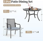 Patio Table and Chairs Set of 4, All-Weather Breathable Metal Mesh Patio Chair with Gourd-Shaped Armrests, 42x42 Round Table with Umbrella Hole, 5 Pcs Metal Frame Patio Dining Set