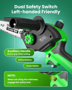 Mini Chainsaw Cordless, 8 inch & 6 inch Electric Chain Saw with 2 Pack Rechargeable Batteries, Battery Powered Handheld Saw for Trees Trimming Wood Cutting, Perfect Gardening Tools for Men Dad Husband