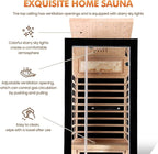 Far Infrared Sauna Home Sauna Indoor 1 Person Hemlock Wood Saunas 1450W 120V with Red Light Bluetooth Speakers 35.4"x35.4"x70.9"