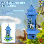 Squirrel Proof Bird Feeders, Long Lasting Bird Feeder for Outdoors, Reliable and Rust Resistant Metal Station for Prevents Squirrels from Stealing Food,5LB Large Capacity,Blue